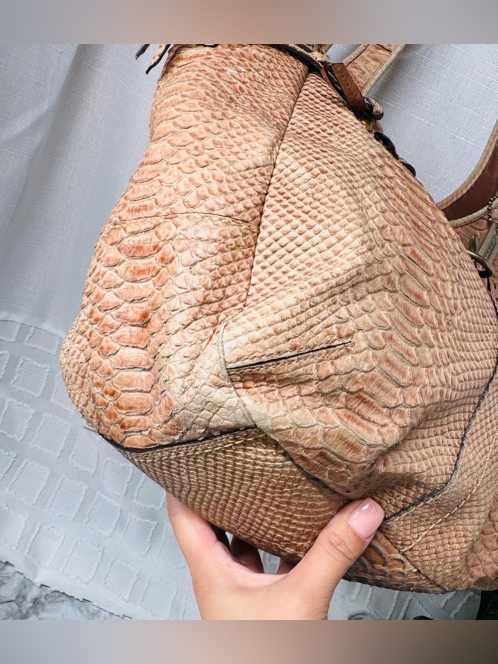 Coach XL belted python embossed ergo - Rare - GUC - Picture 7 of 12